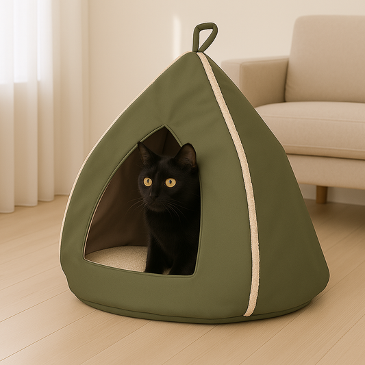 Domek WIGWAM dla kota Ekoskóra Butelkowa zieleń